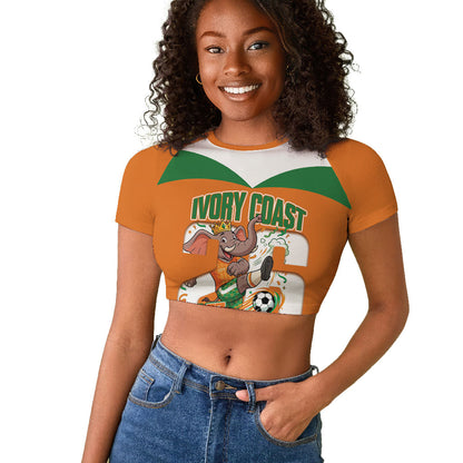 Custom Cote d'Ivoire 2026 Football Raglan Cropped T shirt Allez Les Elephant