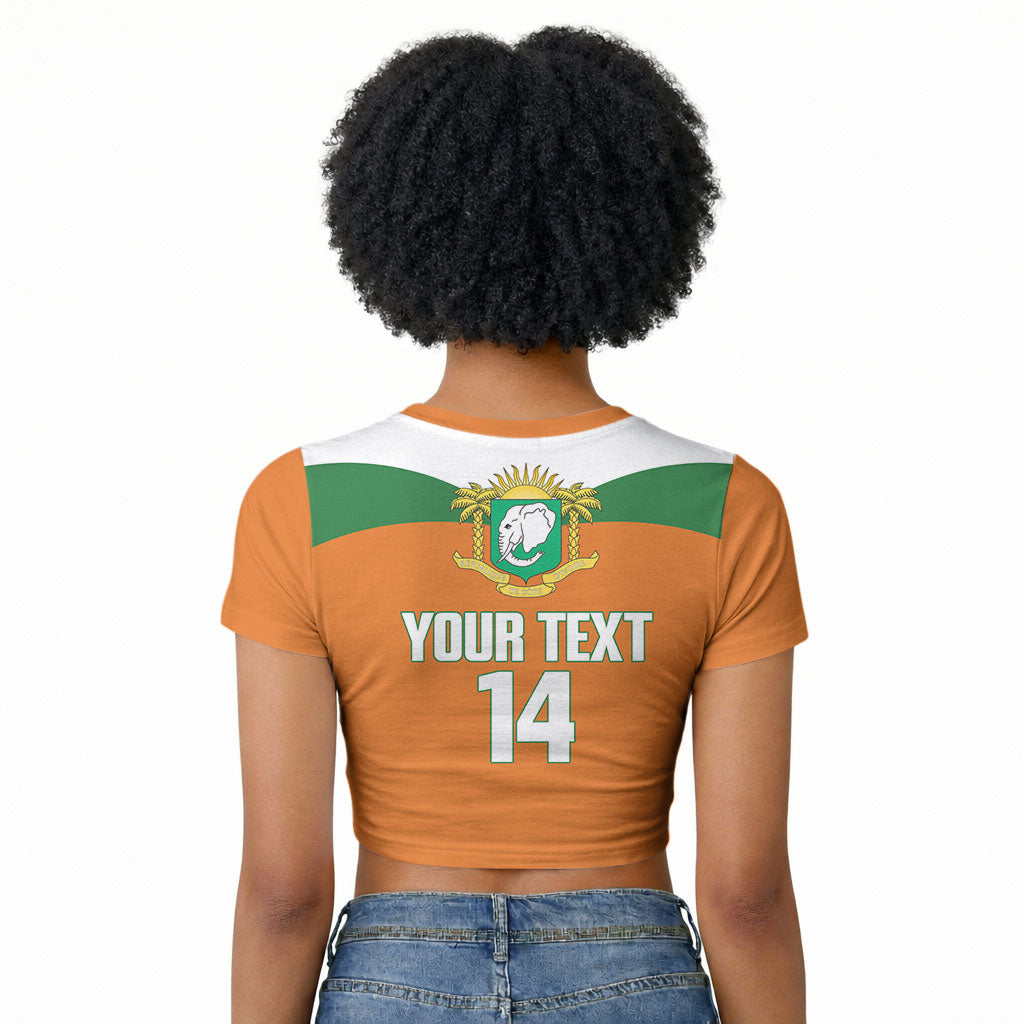 Custom Cote d'Ivoire 2026 Football Raglan Cropped T shirt Allez Les Elephant