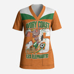 Custom Cote d'Ivoire 2026 Football Scrub Top Allez Les Elephant