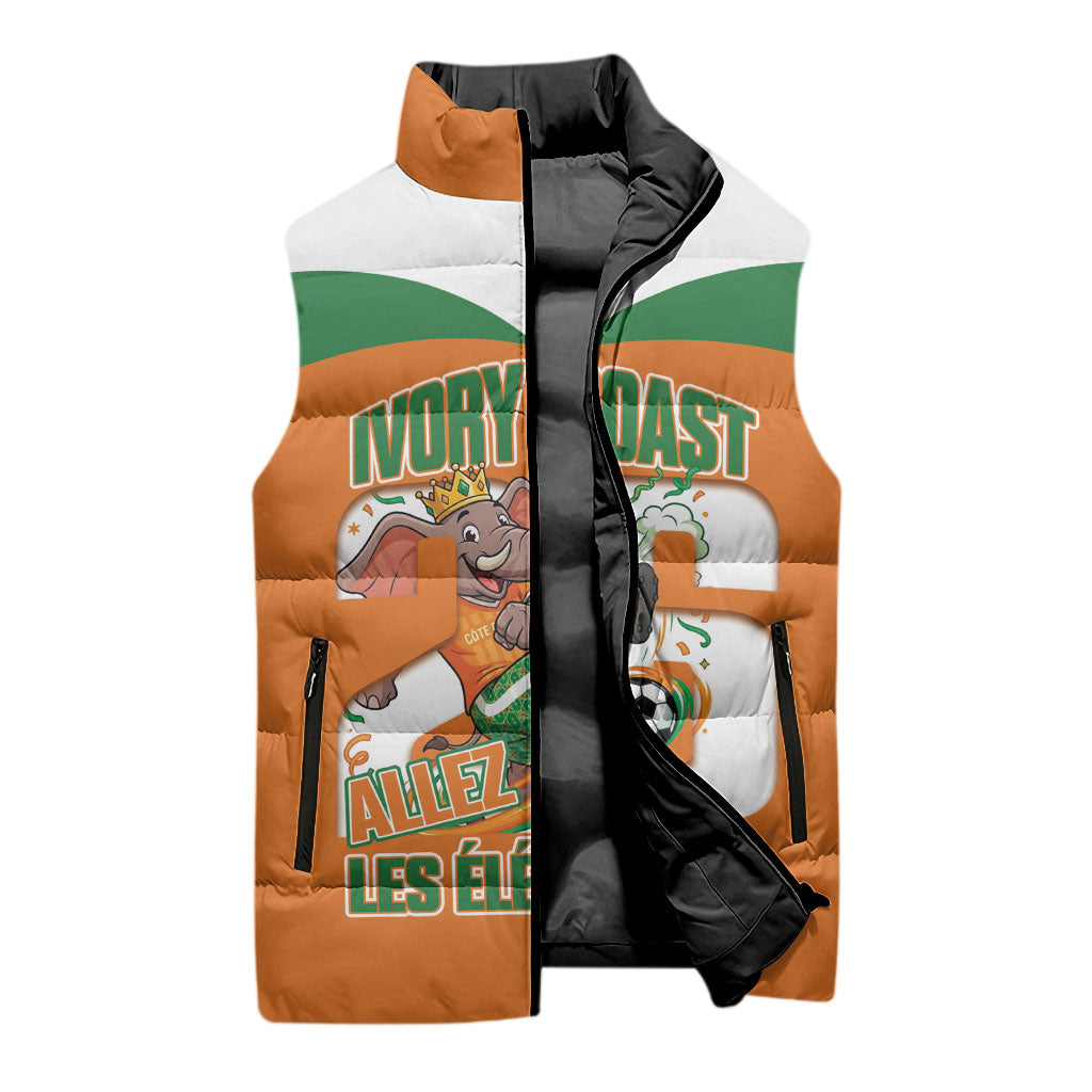 Custom Cote d'Ivoire 2026 Football Sleeveless Puffer Jacket Allez Les Elephant