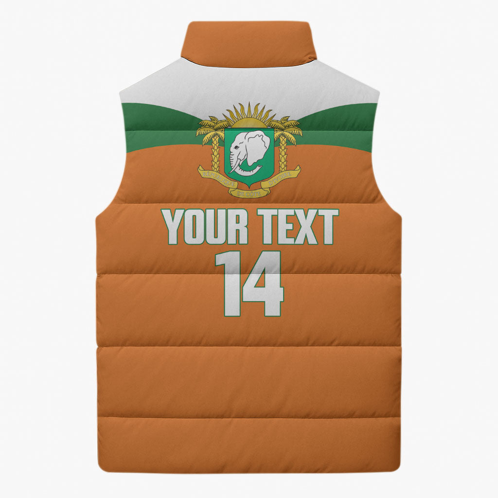 Custom Cote d'Ivoire 2026 Football Sleeveless Puffer Jacket Allez Les Elephant