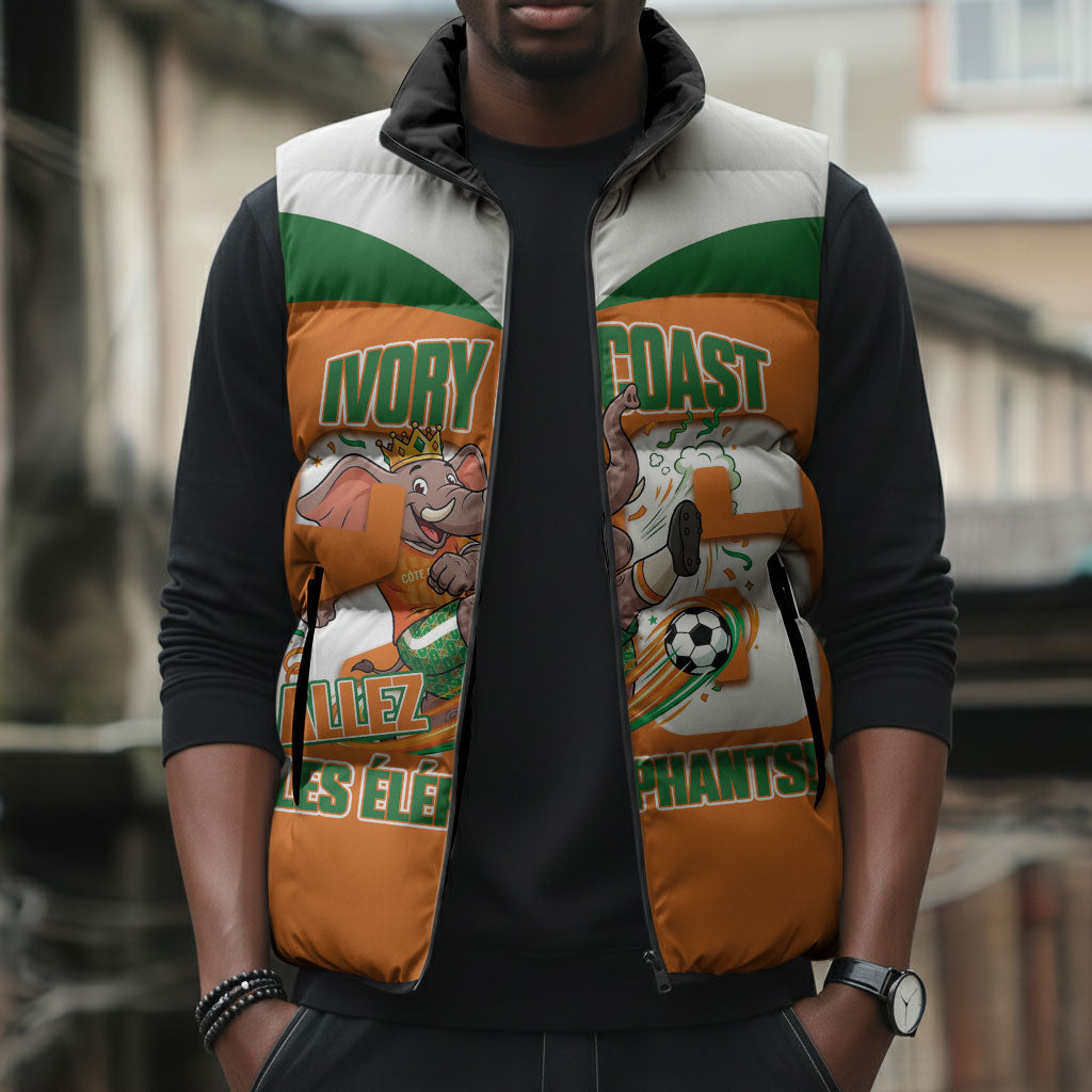 Custom Cote d'Ivoire 2026 Football Sleeveless Puffer Jacket Allez Les Elephant