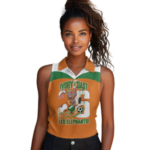 Custom Cote d'Ivoire 2026 Football Women Sleeveless Polo Shirt Allez Les Elephant