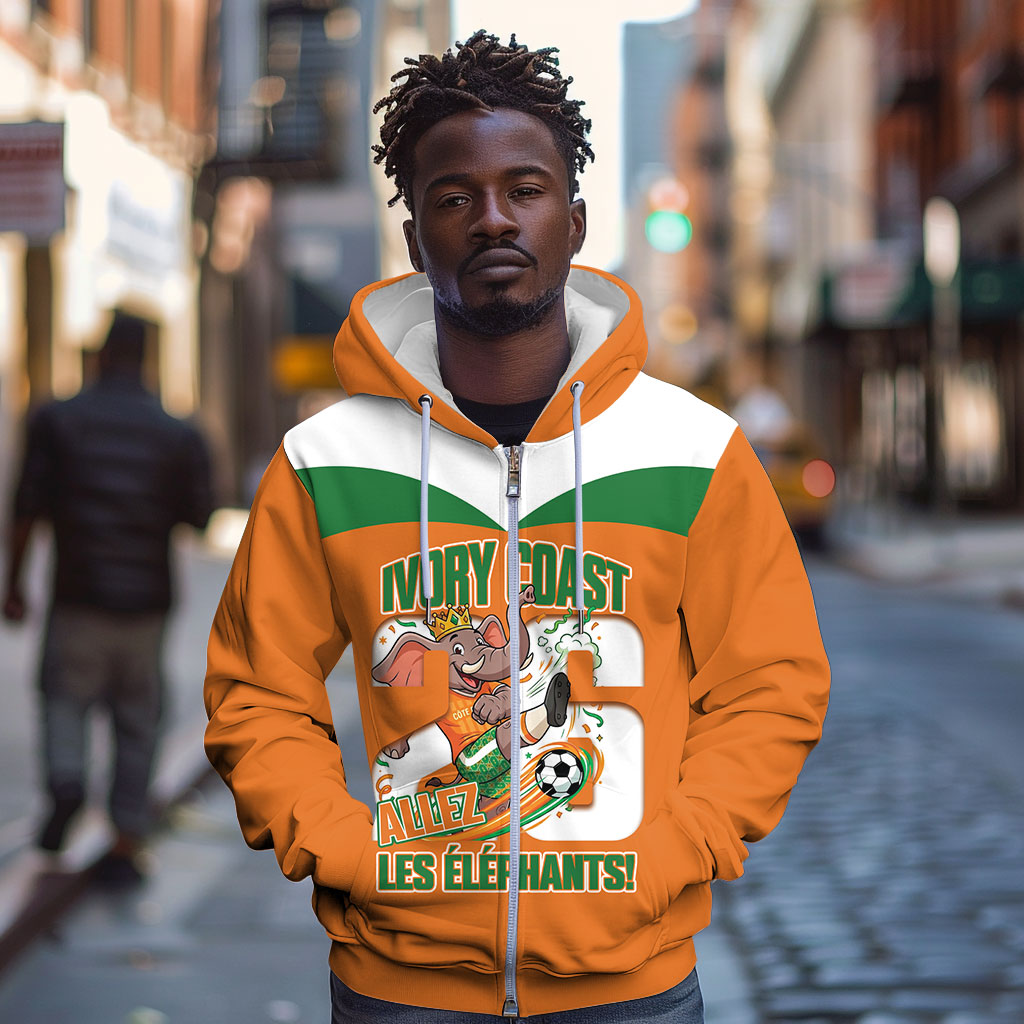 Custom Cote d'Ivoire 2026 Football Zip Hoodie Allez Les Elephant