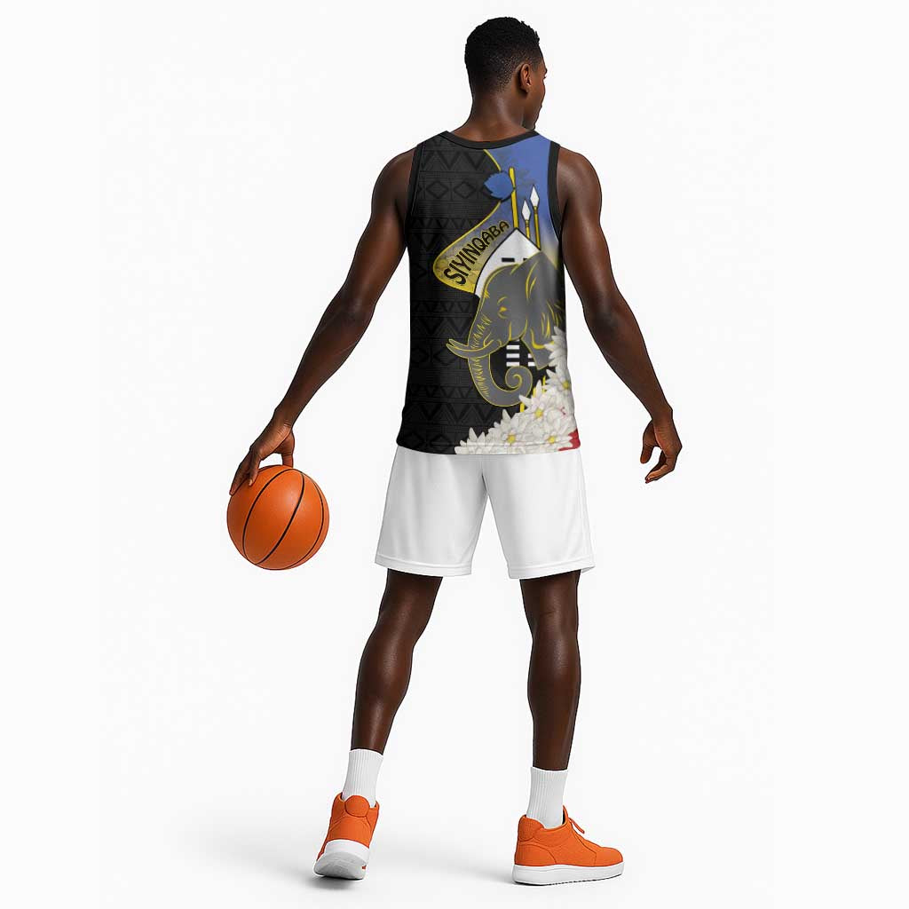 Afro Swaziland Somhlolo Day Basketball Jersey Nguni Shield African Pattern LT14