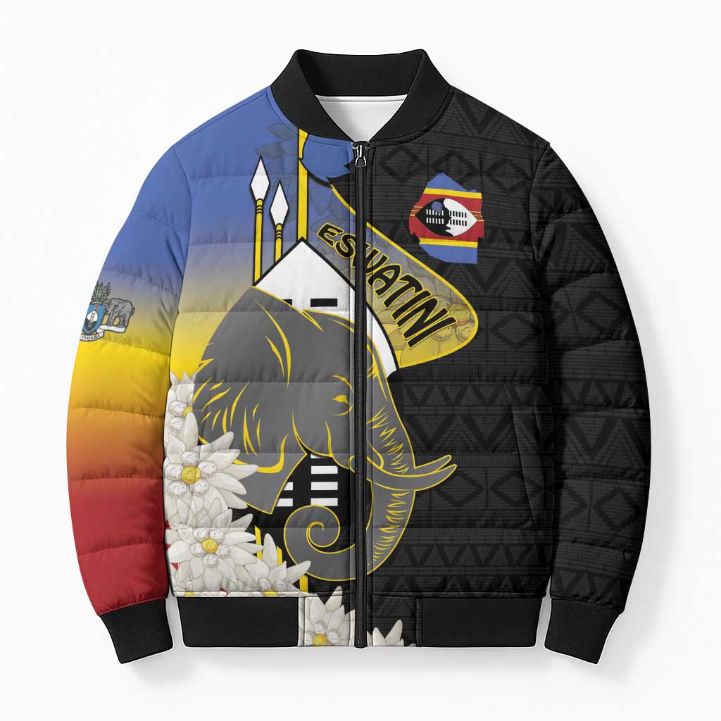 Eswatini Independence Day Bomber Puffer Jacket Swaziland Nguni Shield African Pattern