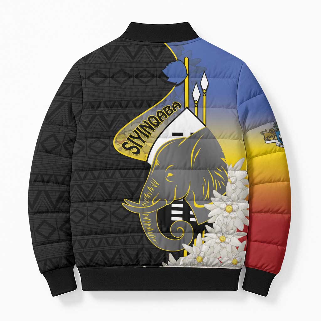 Eswatini Independence Day Bomber Puffer Jacket Swaziland Nguni Shield African Pattern