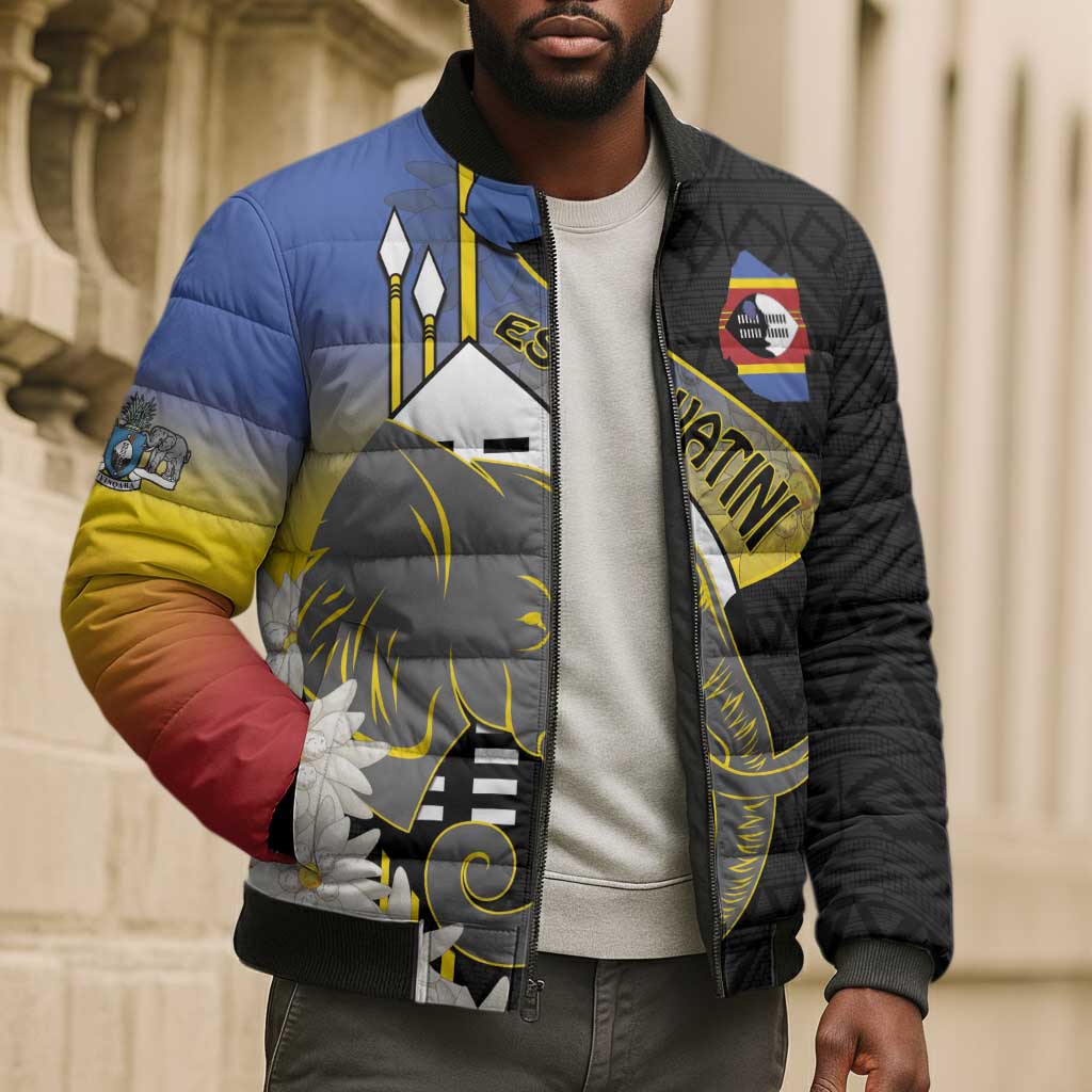 Eswatini Independence Day Bomber Puffer Jacket Swaziland Nguni Shield African Pattern
