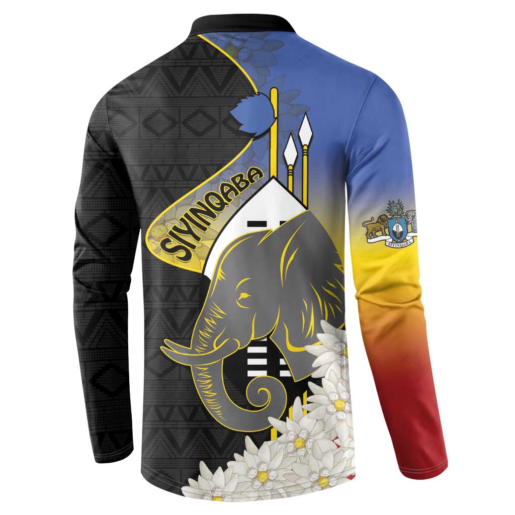 Eswatini Independence Day Button Sweatshirt Swaziland Nguni Shield African Pattern