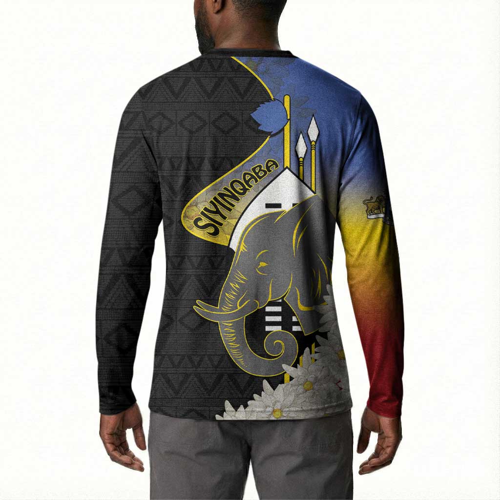 Eswatini Independence Day Button Sweatshirt Swaziland Nguni Shield African Pattern