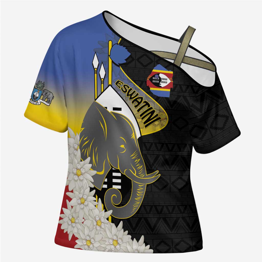 Eswatini Independence Day Cross Shoulder Shirt Swaziland Nguni Shield African Pattern