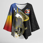 Eswatini Independence Day Kimono Sleeve Blouse Swaziland Nguni Shield African Pattern