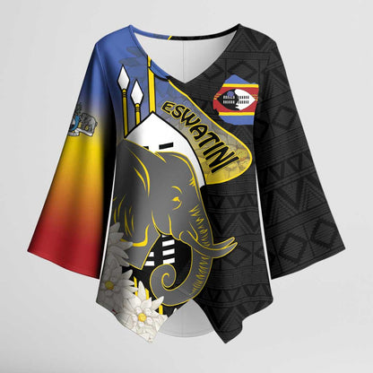 Eswatini Independence Day Kimono Sleeve Blouse Swaziland Nguni Shield African Pattern