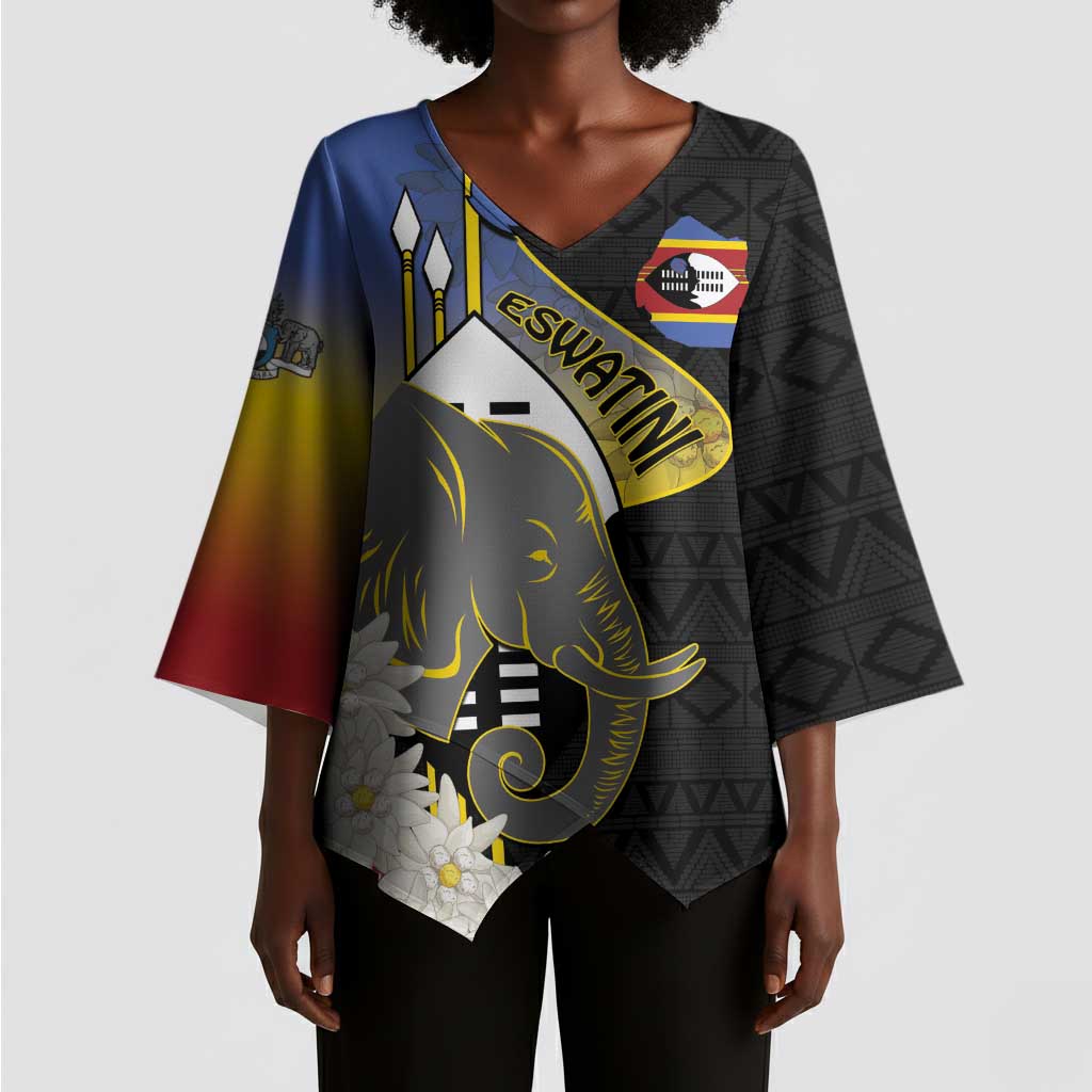 Eswatini Independence Day Kimono Sleeve Blouse Swaziland Nguni Shield African Pattern