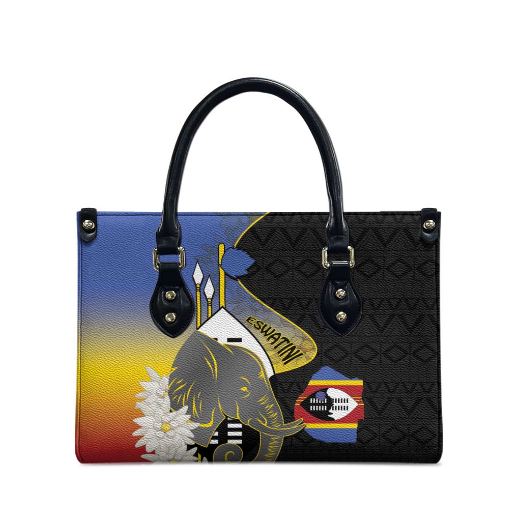 Eswatini Independence Day Leather Bag Swaziland Nguni Shield African Pattern