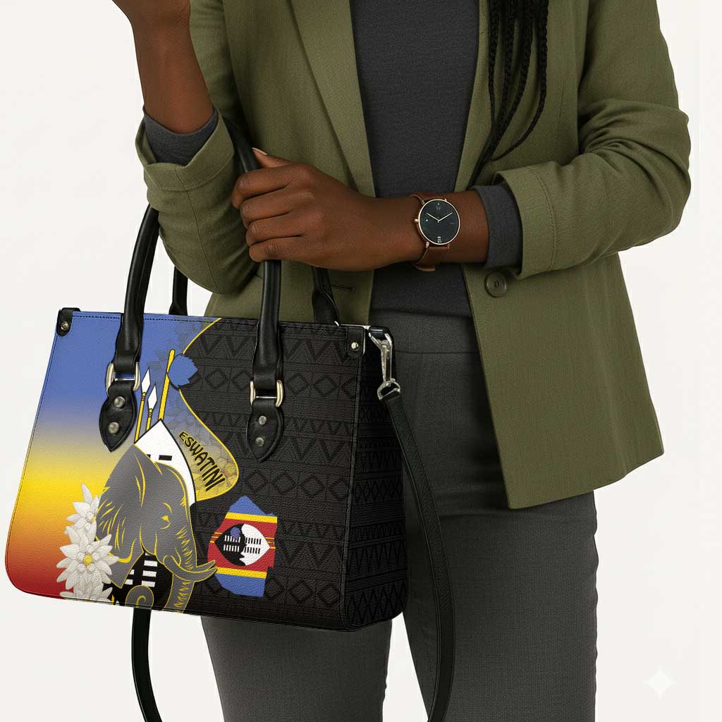 Eswatini Independence Day Leather Bag Swaziland Nguni Shield African Pattern