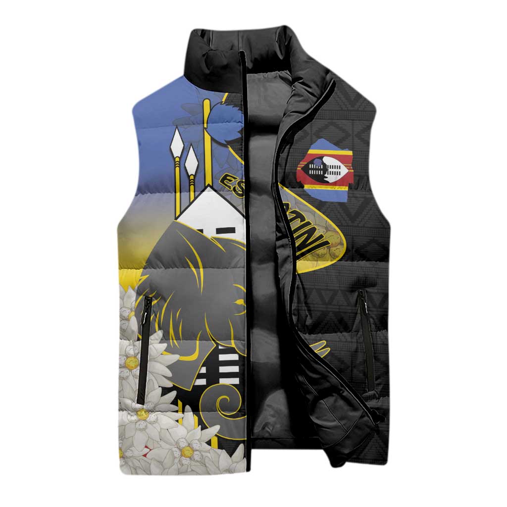 Eswatini Independence Day Sleeveless Puffer Jacket Swaziland Nguni Shield African Pattern