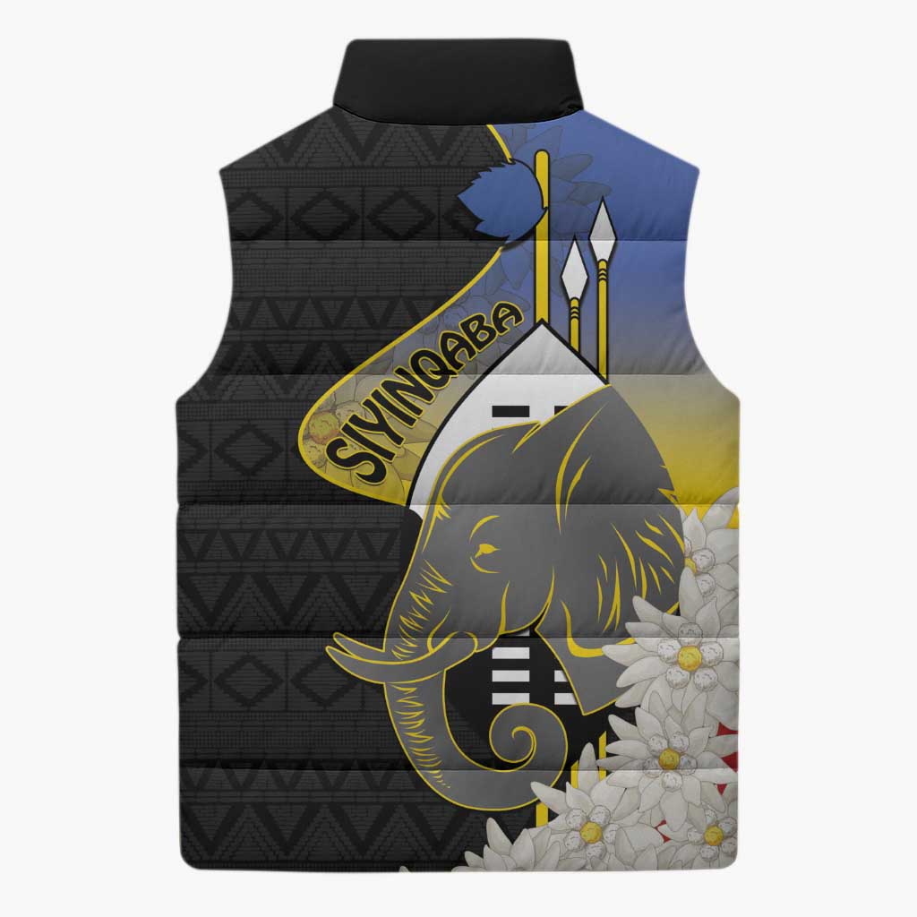 Eswatini Independence Day Sleeveless Puffer Jacket Swaziland Nguni Shield African Pattern