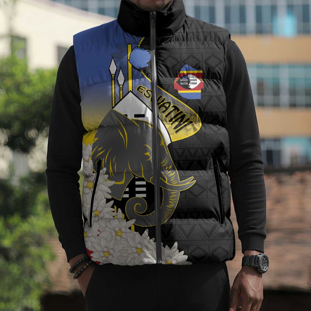 Eswatini Independence Day Sleeveless Puffer Jacket Swaziland Nguni Shield African Pattern