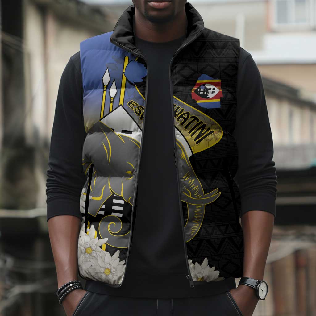 Eswatini Independence Day Sleeveless Puffer Jacket Swaziland Nguni Shield African Pattern