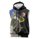 Afro Swaziland Somhlolo Day Sleeveless Zip Hoodie Nguni Shield African Pattern - African Pride