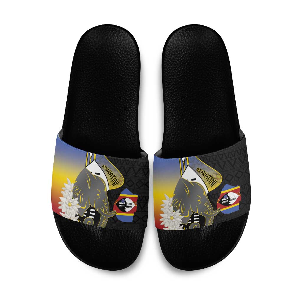 Eswatini Independence Day Slide Sandals Swaziland Nguni Shield African Pattern