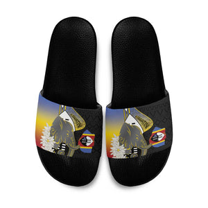 Eswatini Independence Day Slide Sandals Swaziland Nguni Shield African Pattern