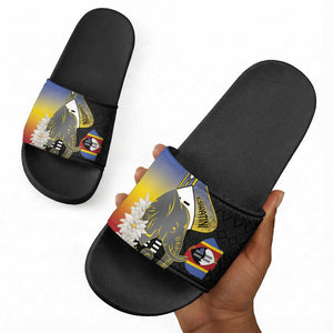 Eswatini Independence Day Slide Sandals Swaziland Nguni Shield African Pattern