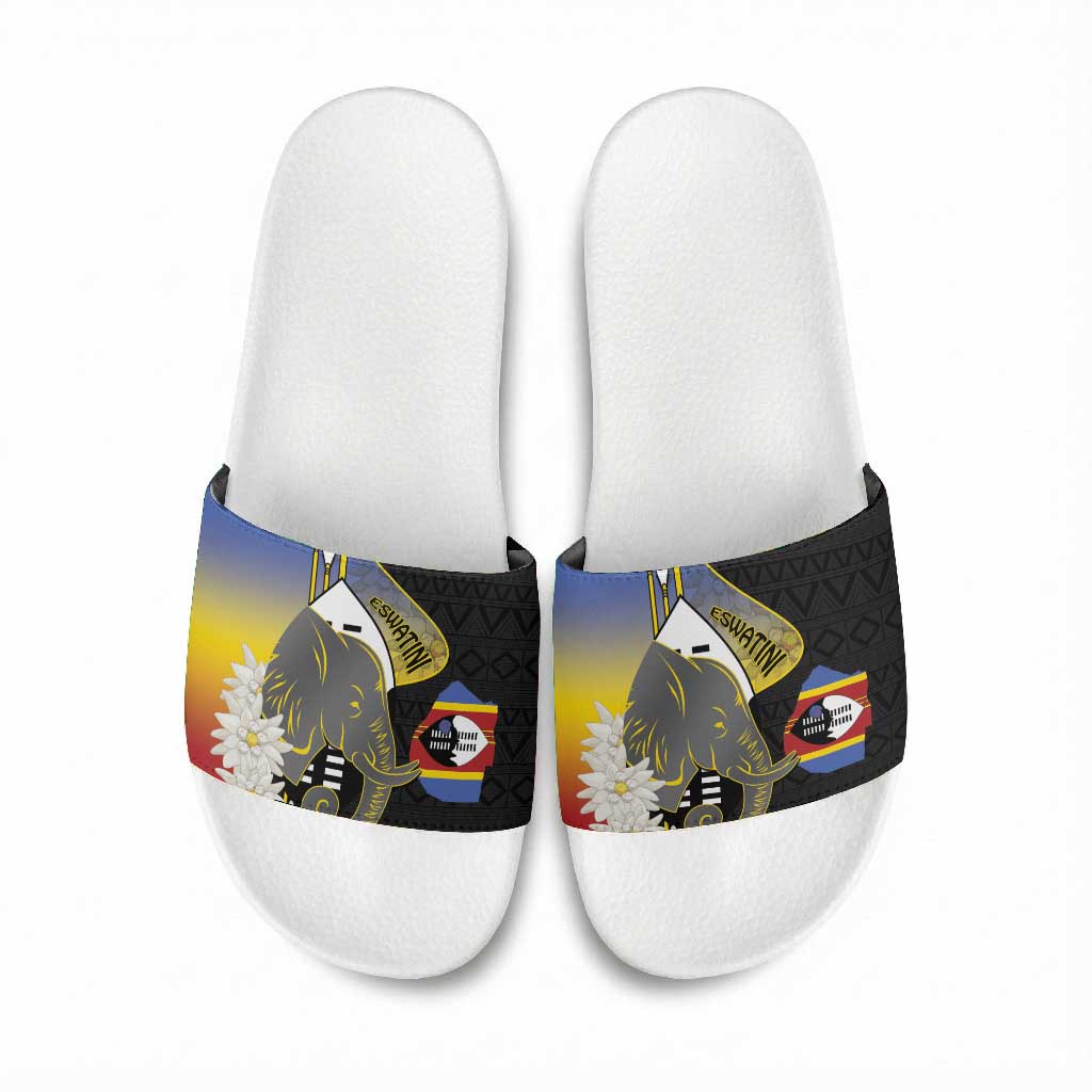Eswatini Independence Day Slide Sandals Swaziland Nguni Shield African Pattern