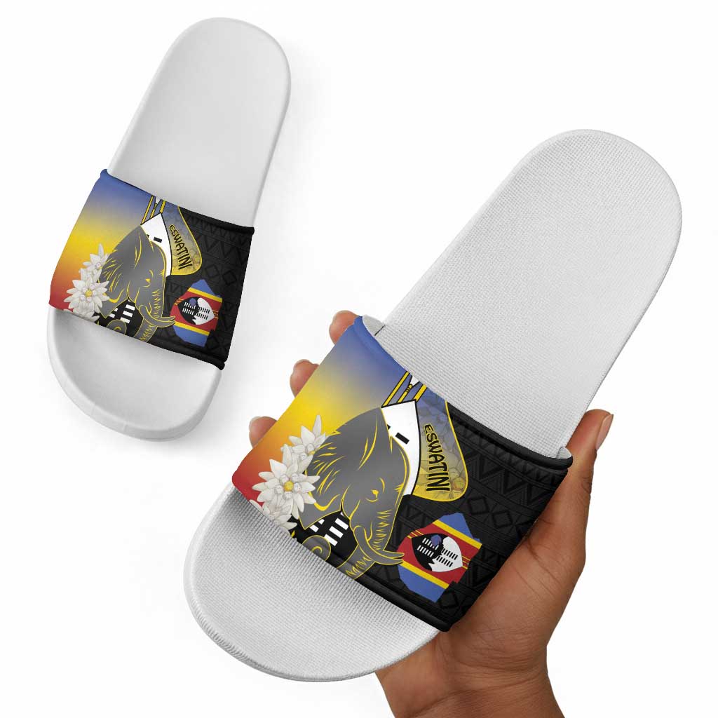 Eswatini Independence Day Slide Sandals Swaziland Nguni Shield African Pattern
