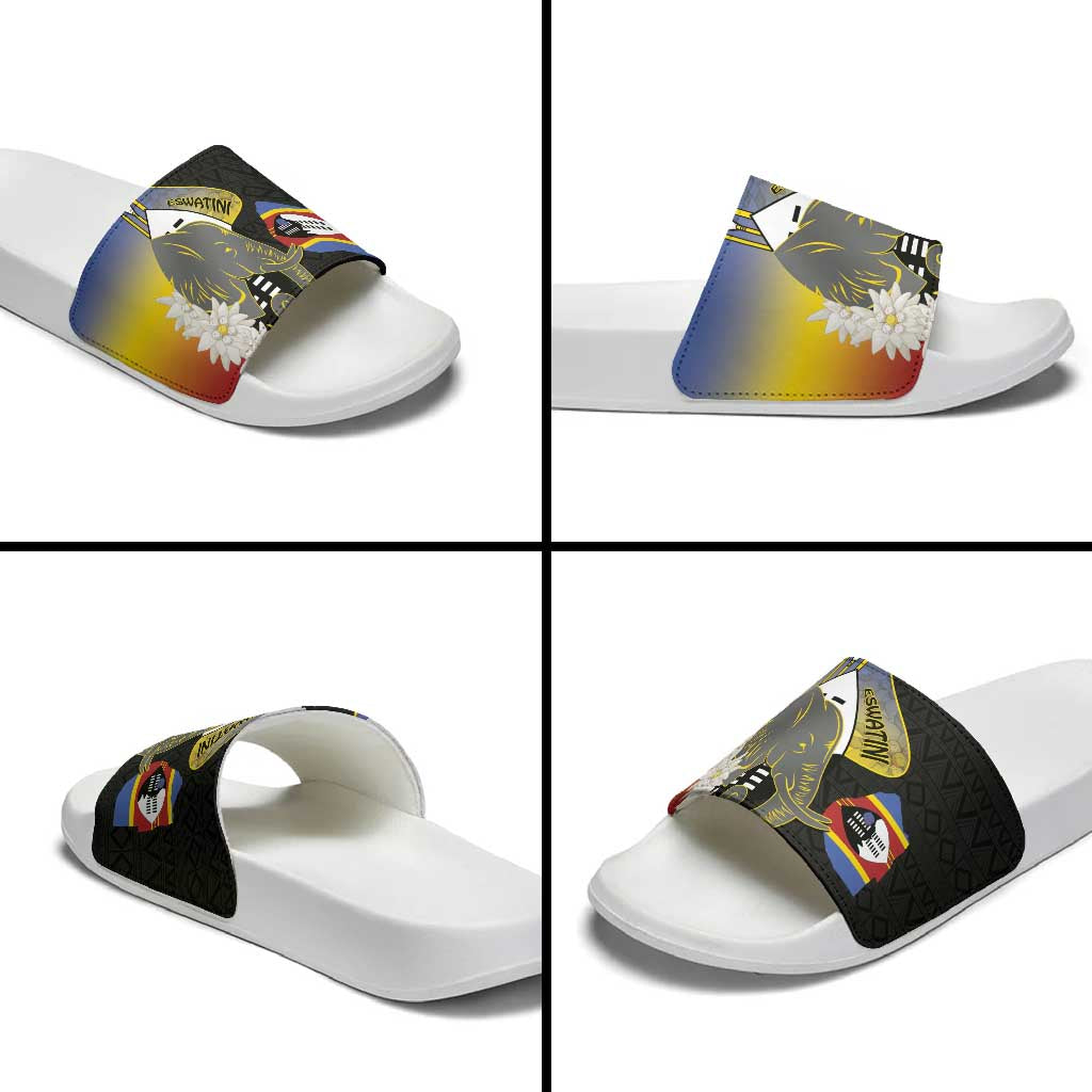 Eswatini Independence Day Slide Sandals Swaziland Nguni Shield African Pattern