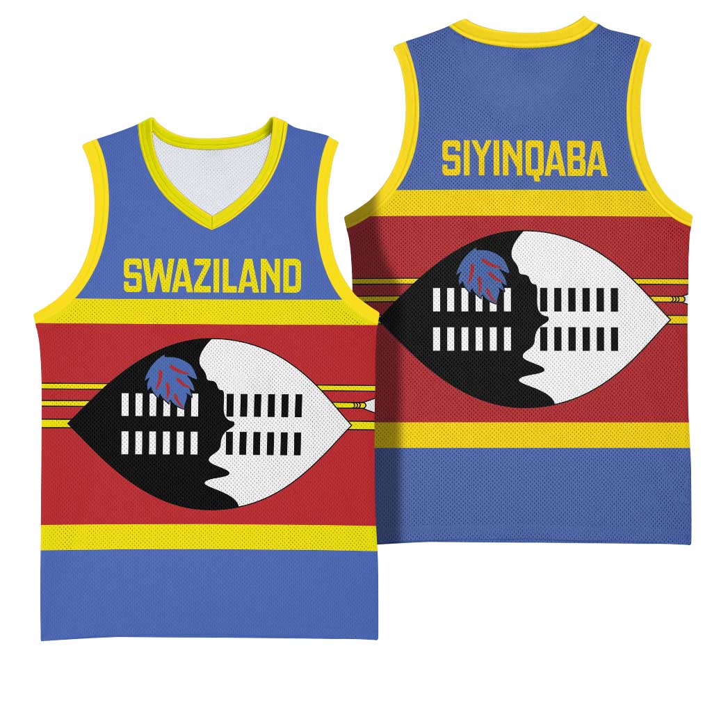 Afro Swaziland Basketball Jersey Siyinqaba Eswatini Flag Style LT14