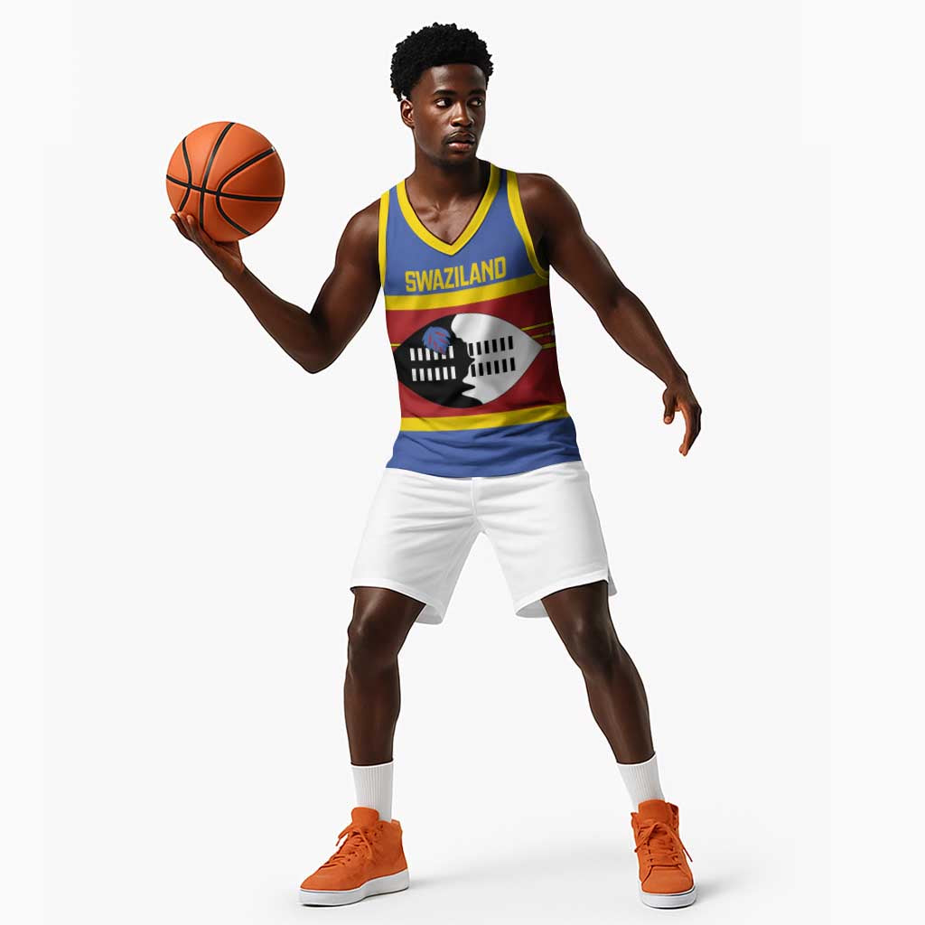 Afro Swaziland Basketball Jersey Siyinqaba Eswatini Flag Style LT14