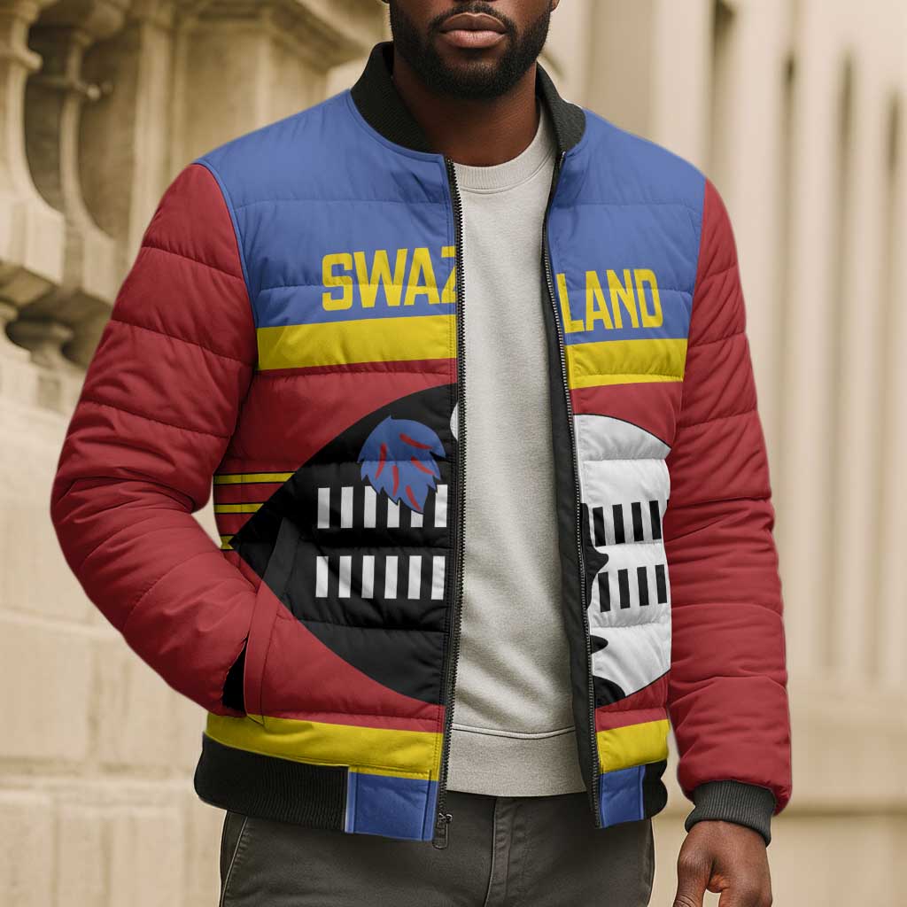 Swaziland Bomber Puffer Jacket Siyinqaba Eswatini Flag Style