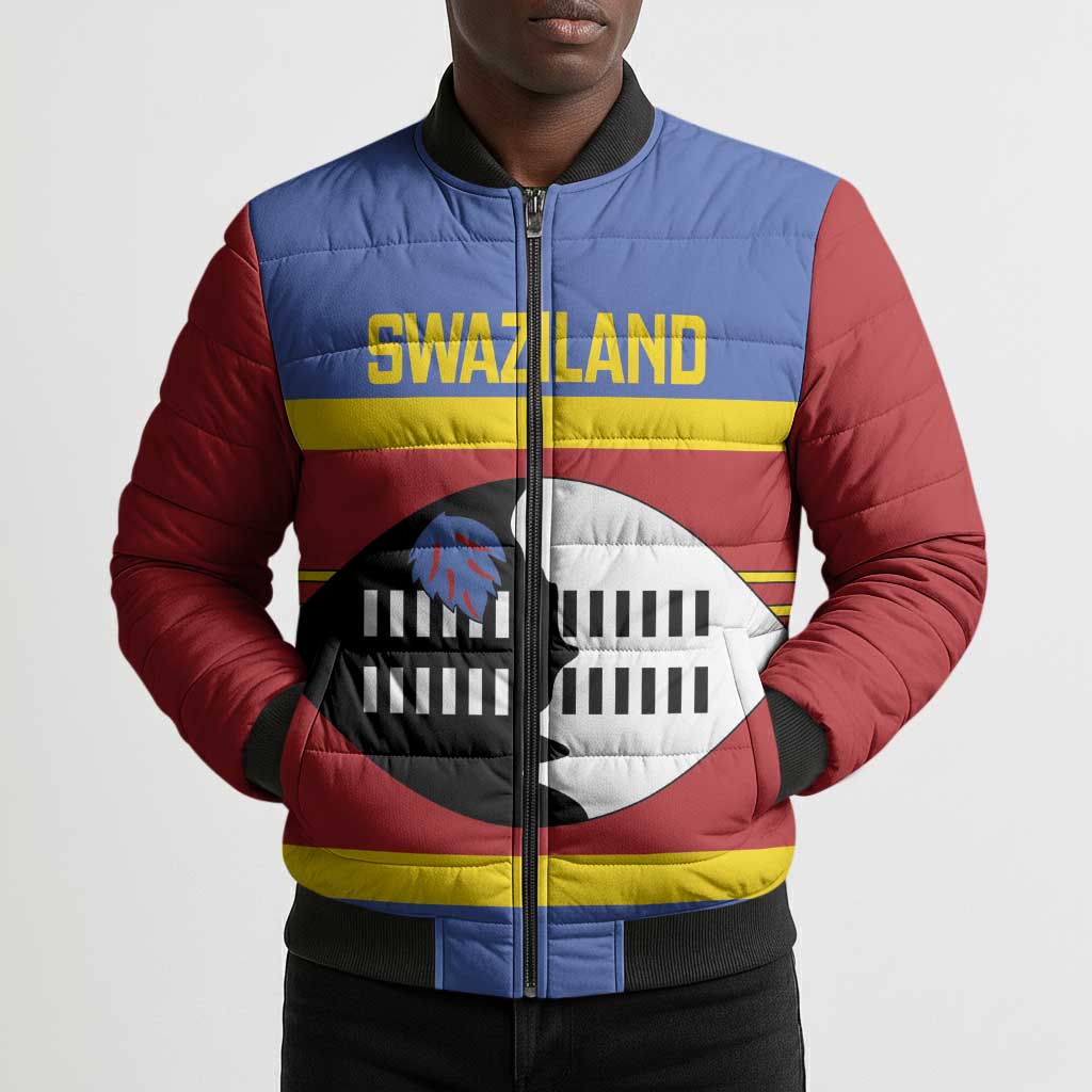Swaziland Bomber Puffer Jacket Siyinqaba Eswatini Flag Style