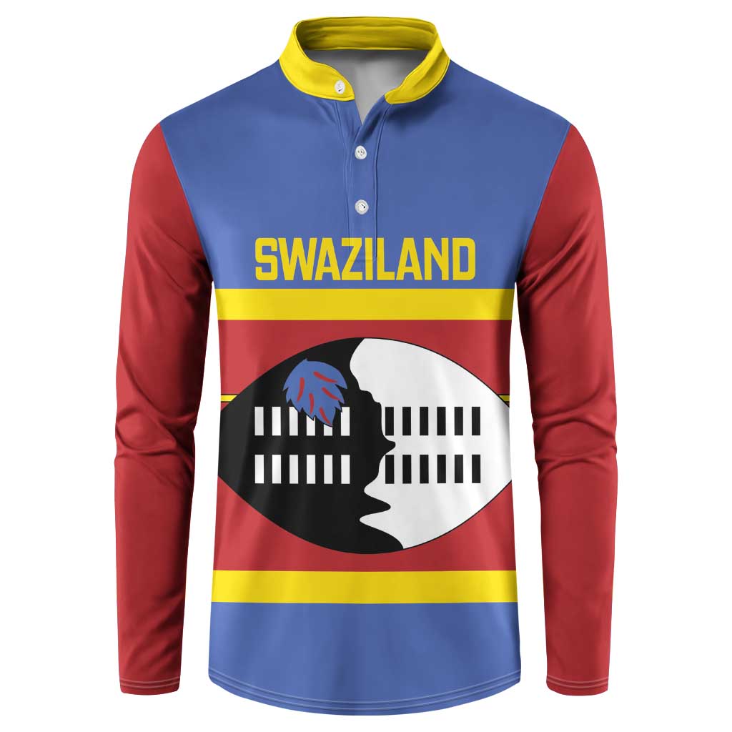 Swaziland Button Sweatshirt Siyinqaba Eswatini Flag Style