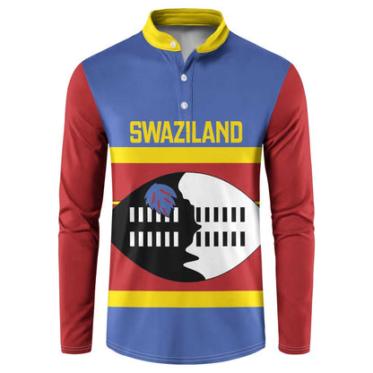 Swaziland Button Sweatshirt Siyinqaba Eswatini Flag Style