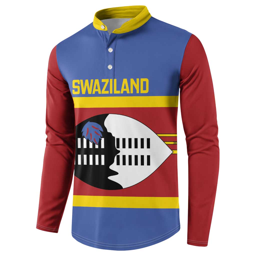 Swaziland Button Sweatshirt Siyinqaba Eswatini Flag Style