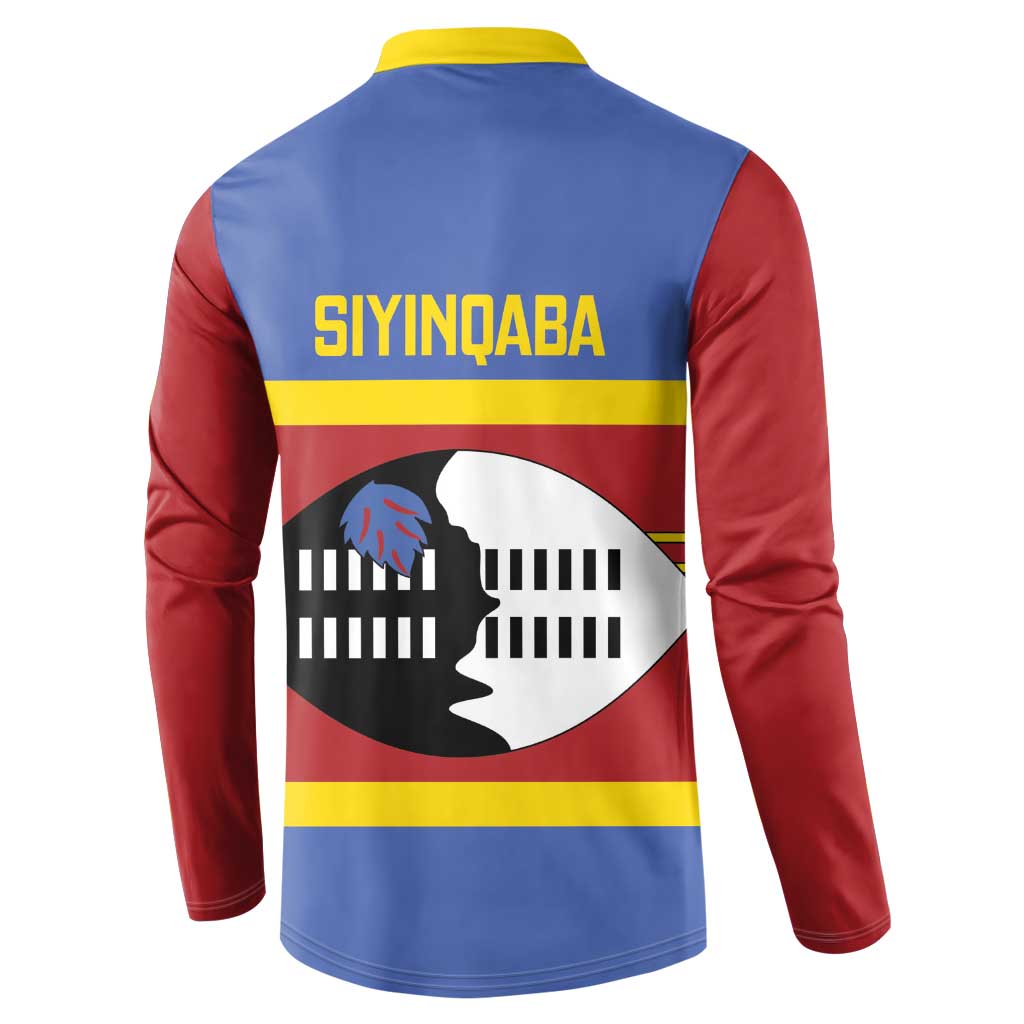 Swaziland Button Sweatshirt Siyinqaba Eswatini Flag Style