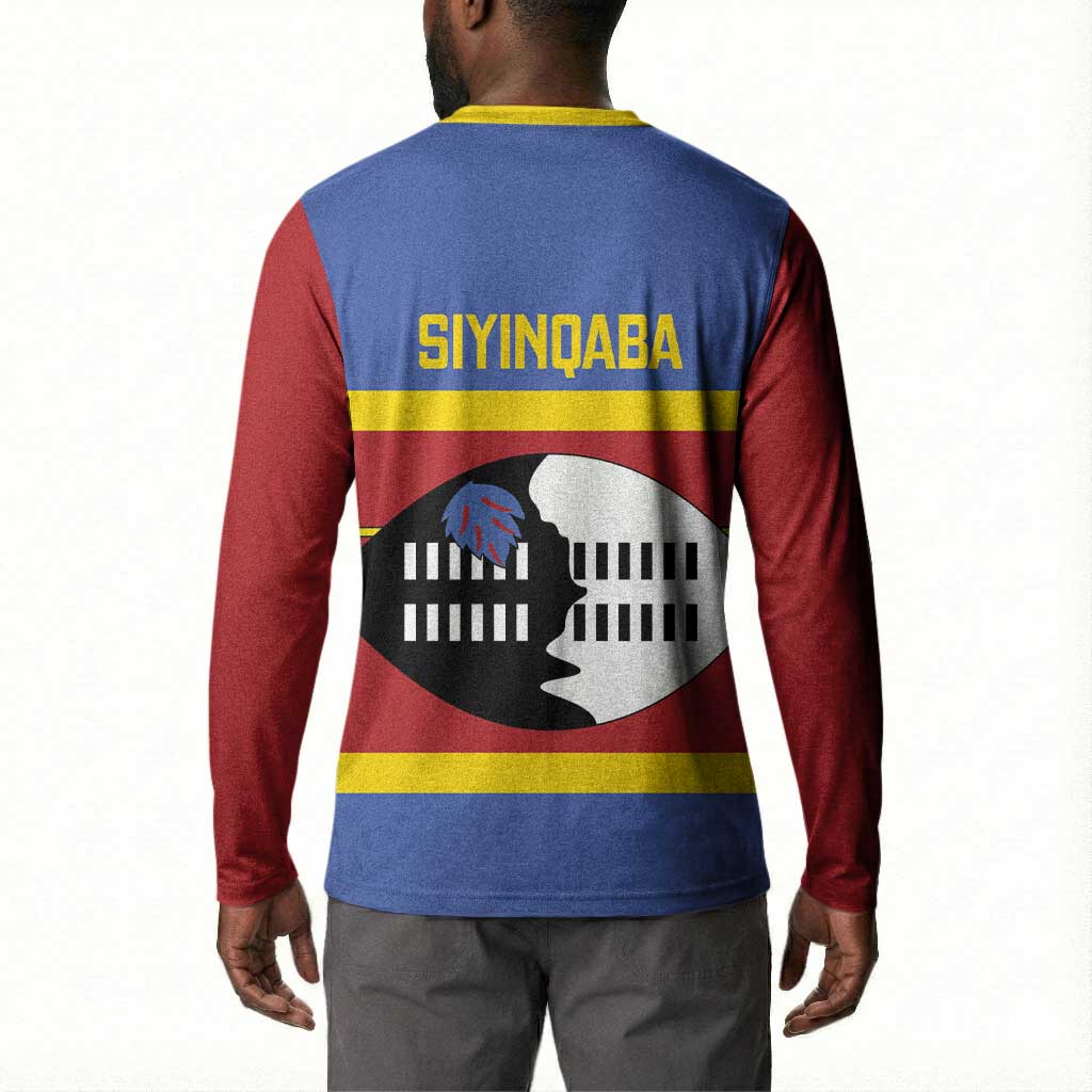 Swaziland Button Sweatshirt Siyinqaba Eswatini Flag Style