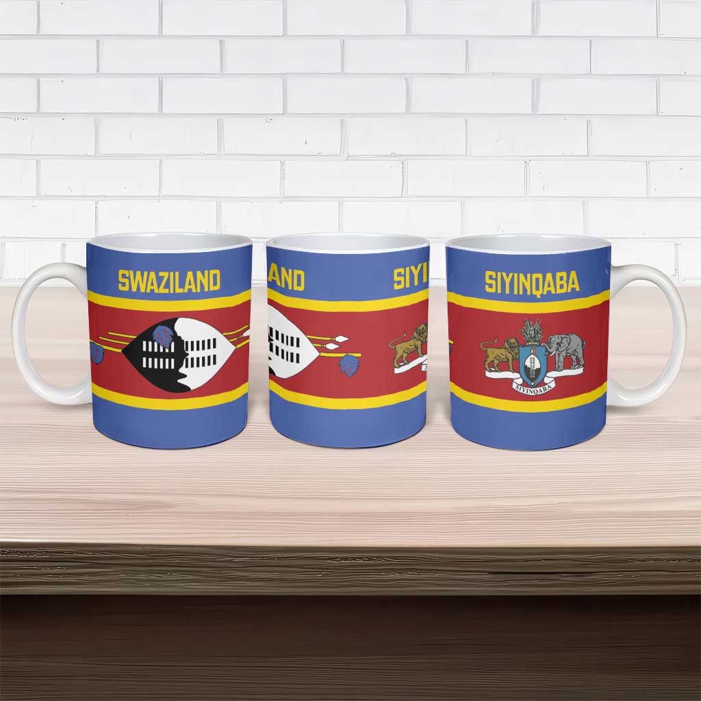 Swaziland Ceramic Mug Siyinqaba Eswatini Flag Style