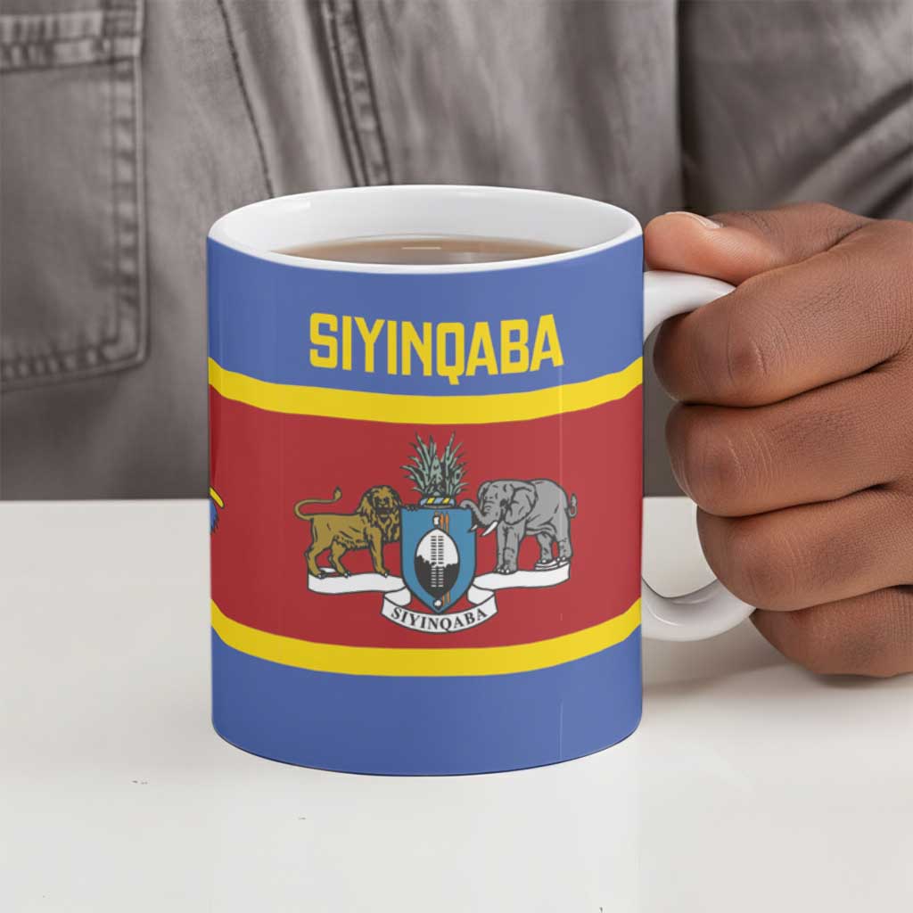 Swaziland Ceramic Mug Siyinqaba Eswatini Flag Style