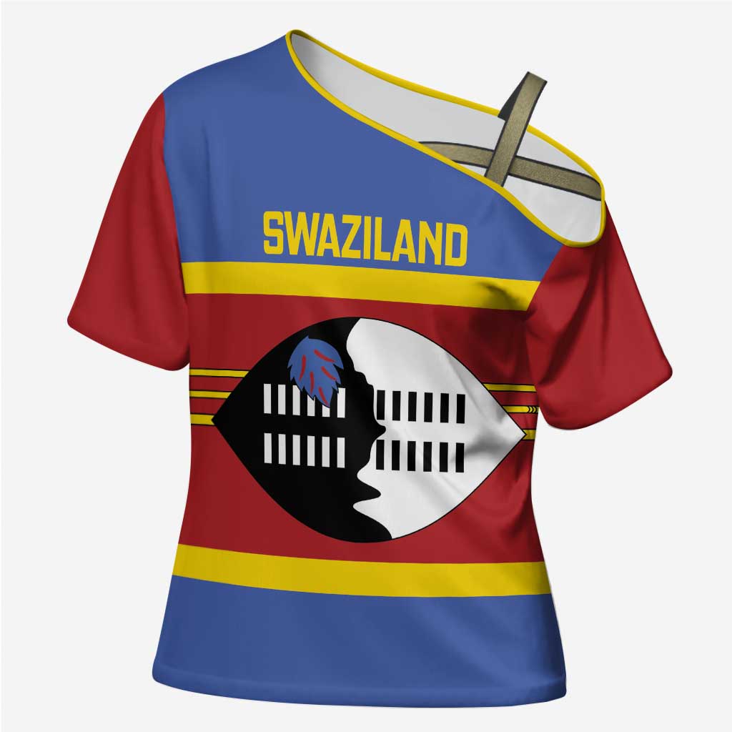 Swaziland Cross Shoulder Shirt Siyinqaba Eswatini Flag Style