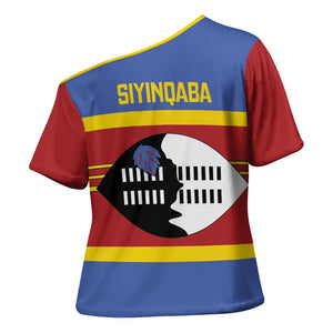 Swaziland Cross Shoulder Shirt Siyinqaba Eswatini Flag Style