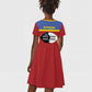 Afro Swaziland Kid Short Sleeve Dress Siyinqaba Eswatini Flag Style - African Pride