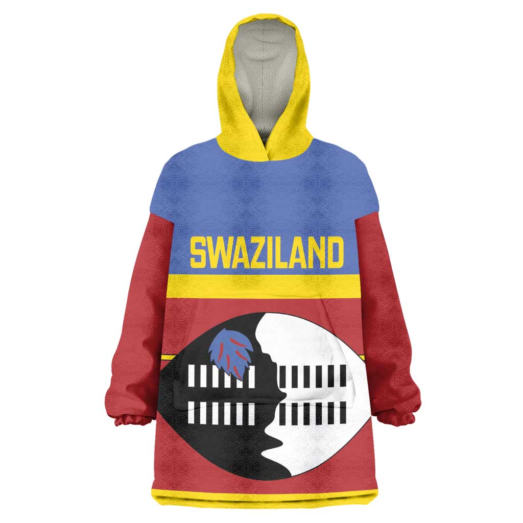 Afro Swaziland Kid Wearable Blanket Hoodie Siyinqaba Eswatini Flag Style - African Pride