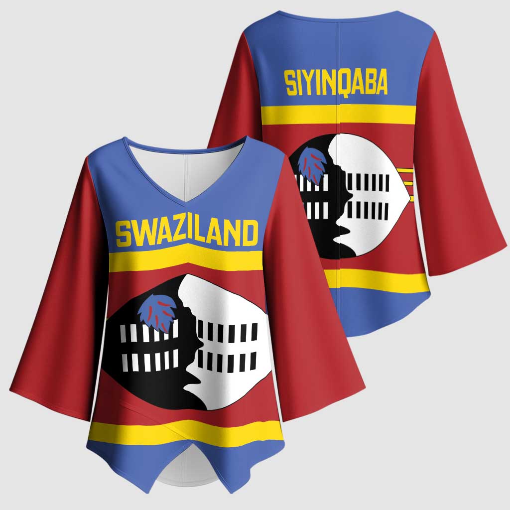 Swaziland Kimono Sleeve Blouse Siyinqaba Eswatini Flag Style