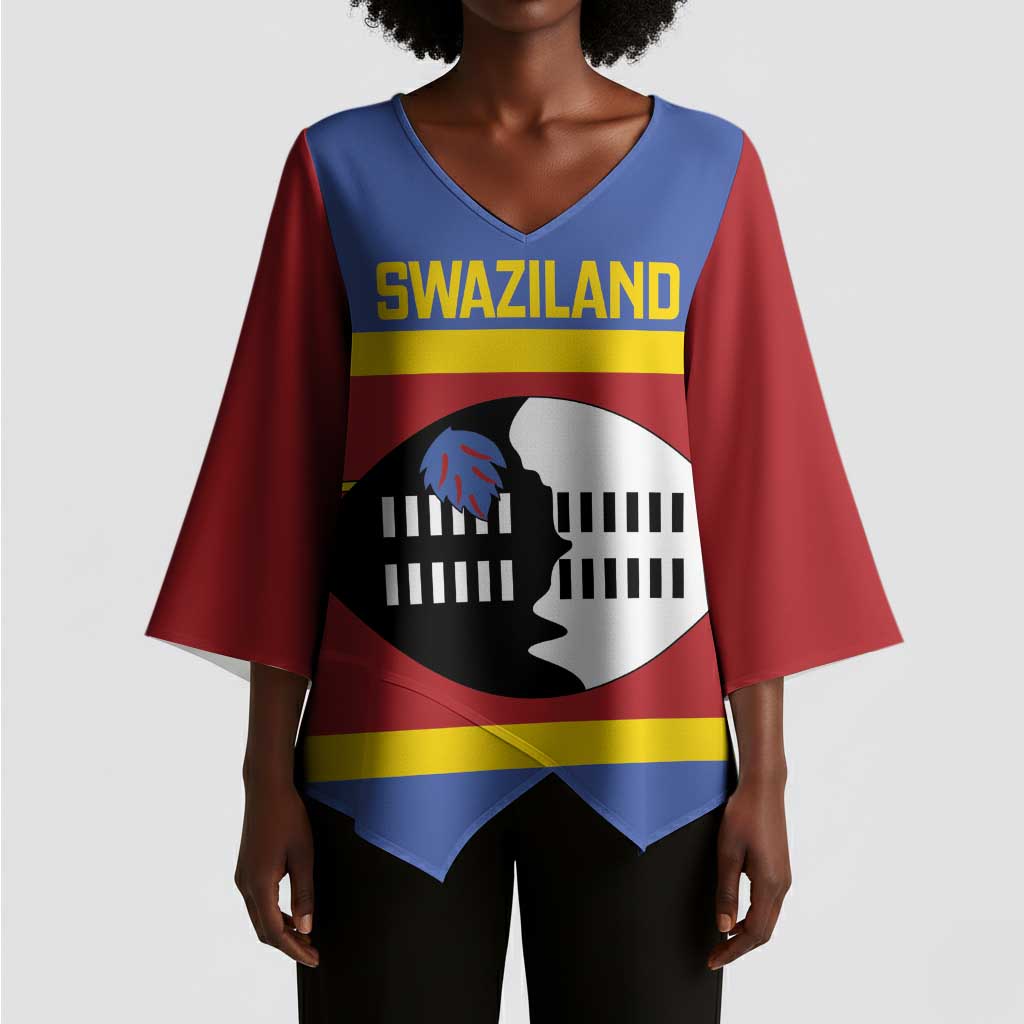 Swaziland Kimono Sleeve Blouse Siyinqaba Eswatini Flag Style