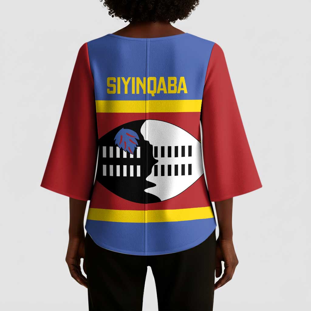 Swaziland Kimono Sleeve Blouse Siyinqaba Eswatini Flag Style