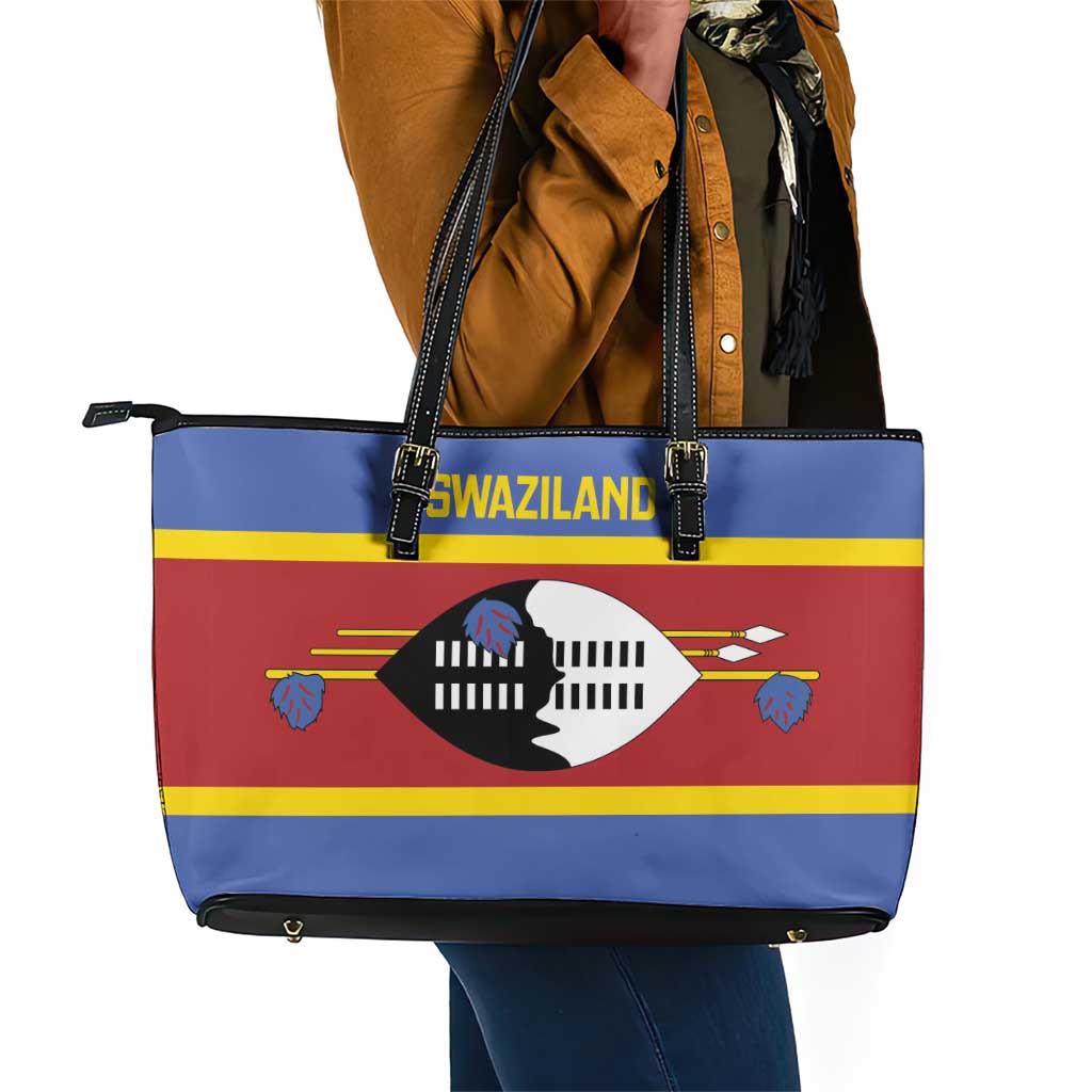 Afro Swaziland Leather Tote Bag Siyinqaba Eswatini Flag Style - African Pride